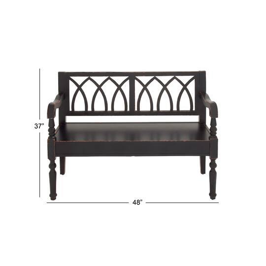 Dark Mahogany Wooden Farmhouse Indoor Bench